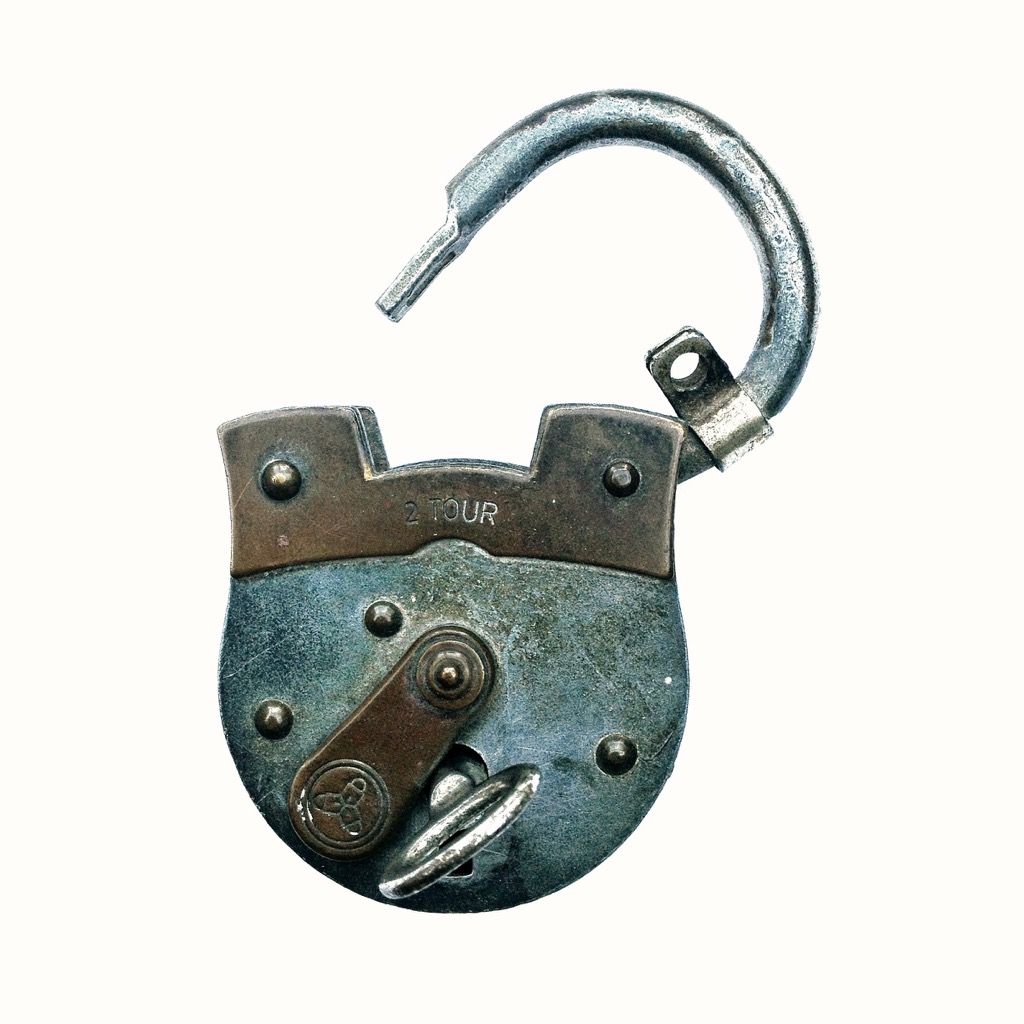 An open padlock against a white background